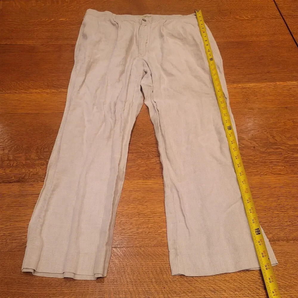 Cubavera 100% Linen Beige Dress Pants Flat Front Classic Men's 38X30